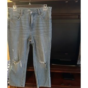 Old navy jeans with distressing at knees